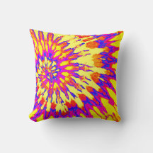 Travesseiro Tie Dye Espiral Amarelo, Magenta e Lar