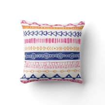 Travesseiro tribal da aguarela azul alaranjada