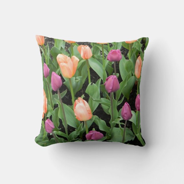 Almofada Travesseiro Tulip (Pêssego e Roxo) (Frente)