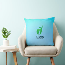 Almofada Travesseiro turquesa com um logotipo de figura abs