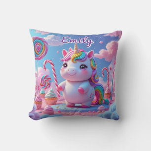 Almofada Travesseiro Unicorn de Candy Bonito - Nome Editáve