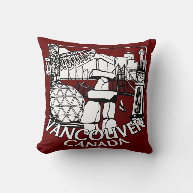 Almofada Travesseiro Vancouver Souvenir, Presentes de Vanco (Frente)