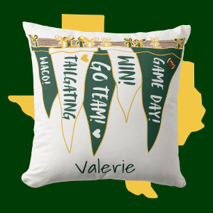 Almofada Travesseiro Verde e Dourado Waco Dorm Nome