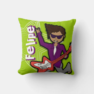 Almofada Travesseiro verde & roxo da guitarra rockstar