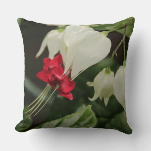 Almofada Travesseiro Vermelho brilhante flor tropical branc
