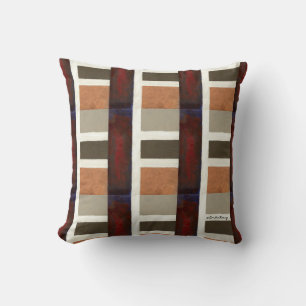 Almofada Travesseiro Vermelho Cobre Metálico Cubismo Xadrez