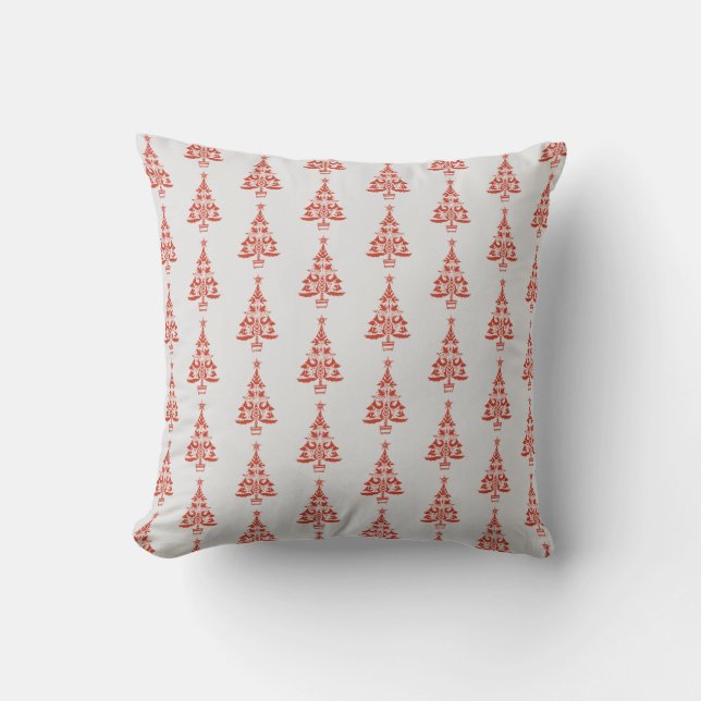 Almofada Travesseiro Vermelho da Árvore de Natal escandinav (Frente)