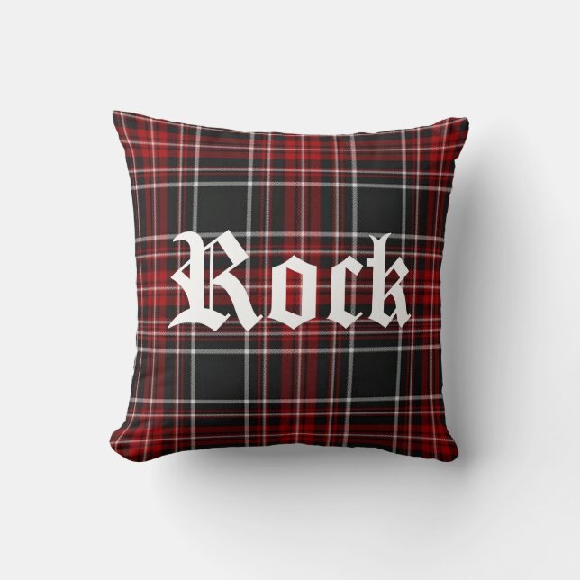 Almofada Travesseiro vermelho do Tartan da "rocha" da (Frente)