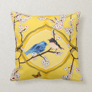 Almofada Travesseiro Vigneta PH&D Bluebird Amarelo Daffodil