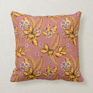 Almofada Travesseiro Vintage Barkcloth-look Mustard e Coral