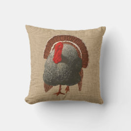 Almofada Travesseiro Vintage Turkey em faux Burlap
