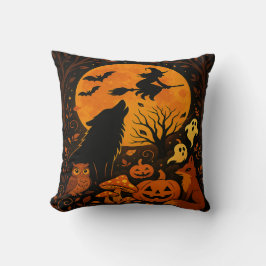 Almofada Travesseiro Voador de Halloween com Bruxa e Lua