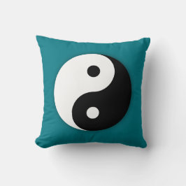 Almofada Travesseiro Yin Yang - Azul Turquesa com Preto
