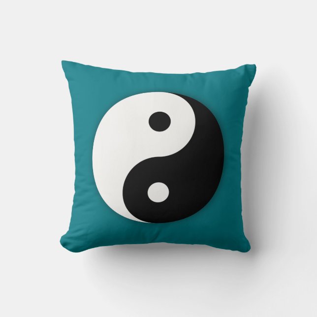 Almofada Travesseiro Yin Yang - Azul Turquesa com Preto (Frente)