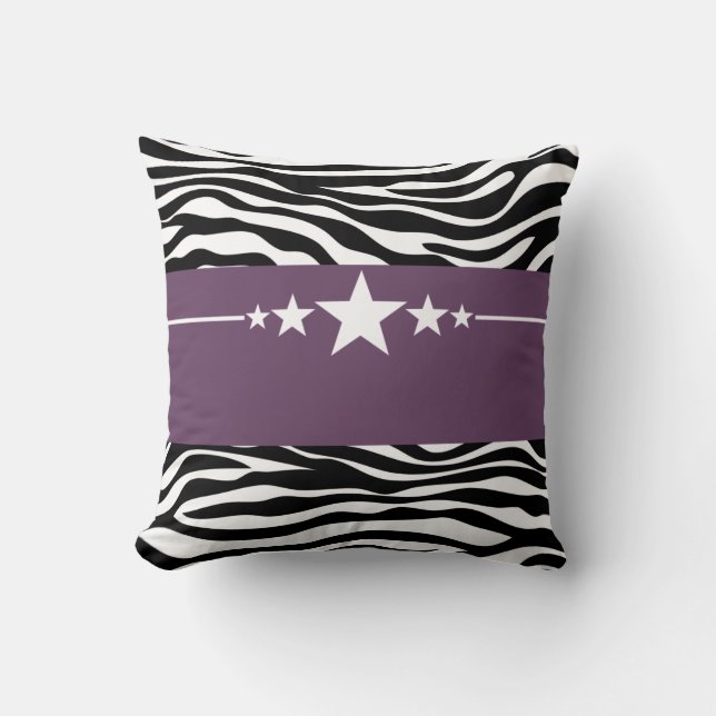 Almofada Travesseiro Zebra Purple Sassy Star (Frente)