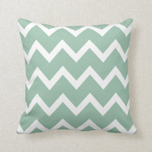 Almofada Travesseiro Zigzag com Grelha Verde de Jade Cinza