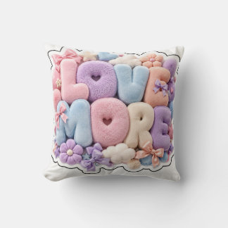 Almofada Travesseiros 3D "AME MAIS" em pelúcia pastel