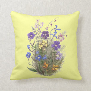 Almofada Travesseiros amarelos dos Wildflowers do vintage
