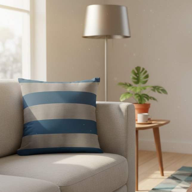 Almofada Travesseiros Azul Real e Prata (Blue and gray couch pillow.)