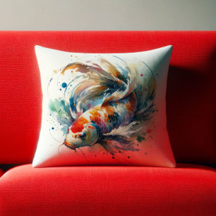 Almofada Travesseiros de Arte de Peixe de Watercolor Koi