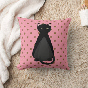 ALMOFADA TRAVESSEIROS DE BOLINHAS DE TINTA DE GATO PRETO