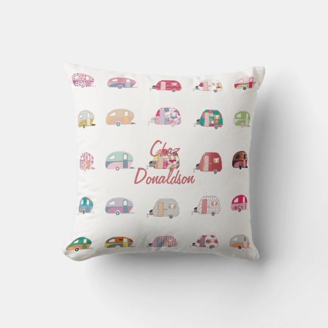 Almofada Travesseiros de Design de caravana retrô personali (Frente)