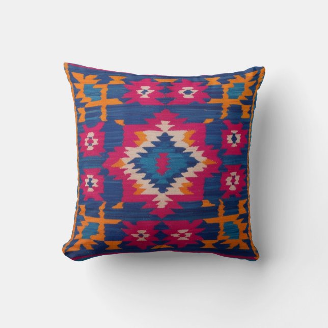 Almofada Travesseiros de Kilim Azul para Cada Sala: Versáti (Frente)