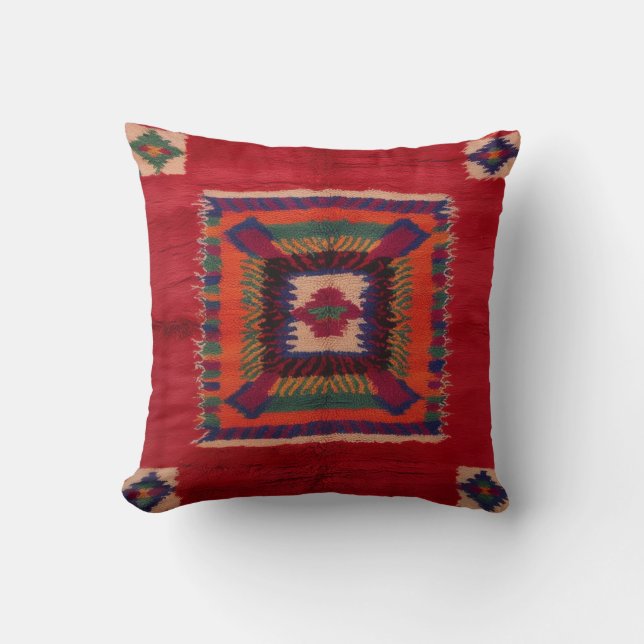Almofada Travesseiros de Kilim Vermelho Autêntico para uma  (Frente)