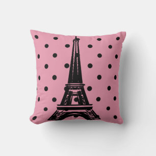 Almofada Travesseiros de torre Eiffel, rosa e preto