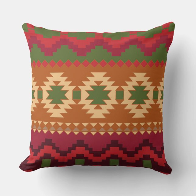 Almofada Travesseiros decorativos Brown Green Aztec (Frente)