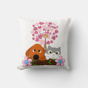 Almofada Travesseiros decorativos Cão Gato Árvore Coração F