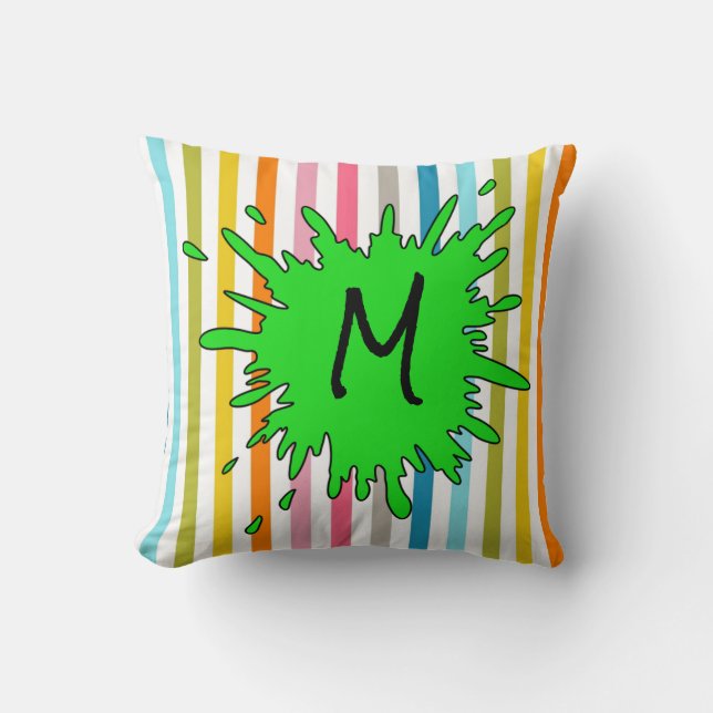 Almofada Travesseiros decorativos com faixa verde (Frente)