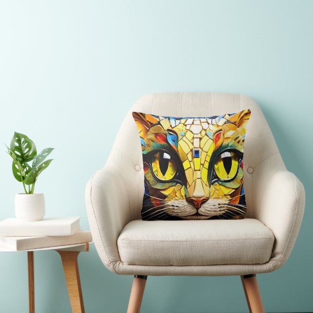 Almofada Travesseiros decorativos Cushion de Gatos Mosaicos (Cadeira)