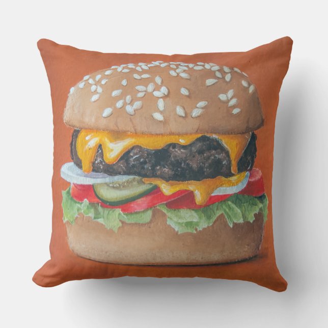 Almofada Travesseiros decorativos de Ilustração de Hamburge (Frente)