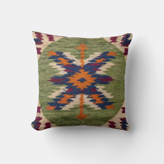 Almofada Travesseiros decorativos de Kilim Verde: Eterno De (Frente)