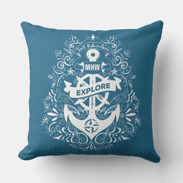 Almofada Travesseiros decorativos de monograma personalizad (Frente)