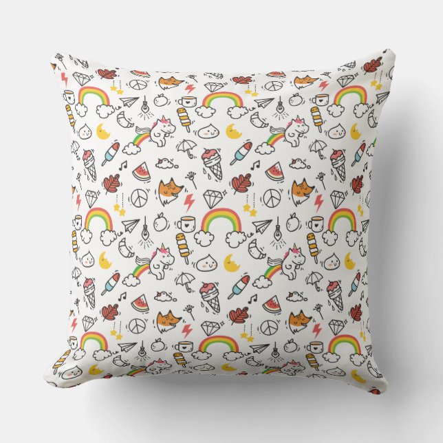 Almofada Travesseiros decorativos de padrão Kawaii (Frente)