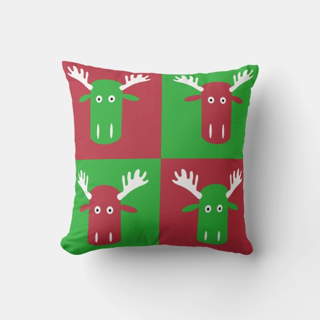 Almofada Travesseiros decorativos de Pop de Arte Moose Head (Frente)