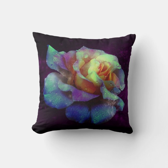 Almofada Travesseiros decorativos de Rosa de Turquesa roxos (Frente)