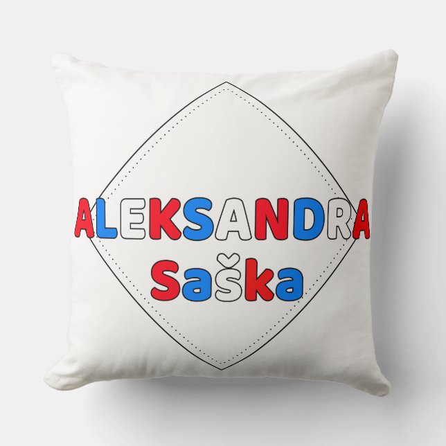 Almofada Travesseiros decorativos Nome sérvio aleksandra la (Frente)