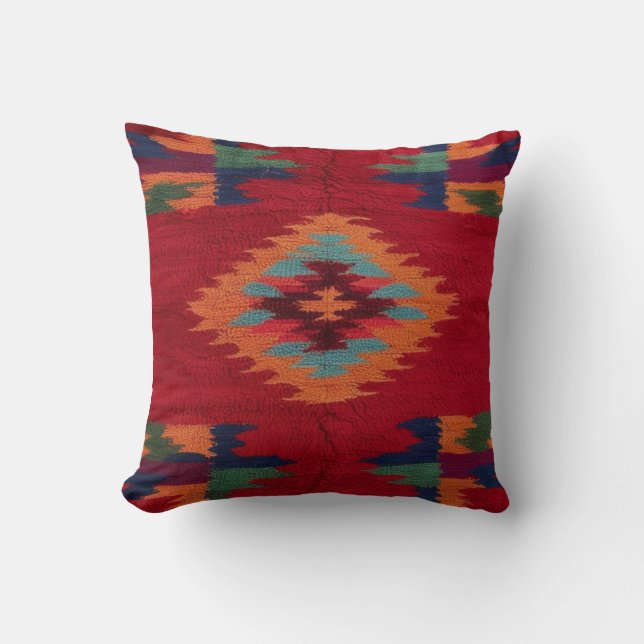 Almofada Travesseiros decorativos Red Kilim: Uma Fusão de C (Frente)