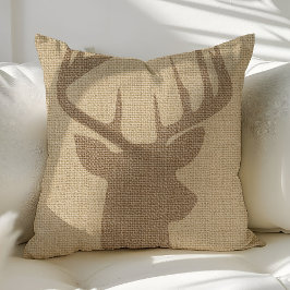 Almofada Travesseiros decorativos Rustic Deer Buck Burlap