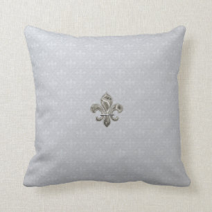 Almofada Travesseiros decorativos Silver Fleur de Lis
