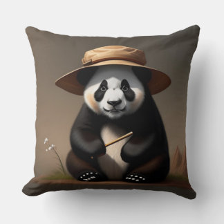 Almofada Travesseiros decorativos, traço panda einen Hut