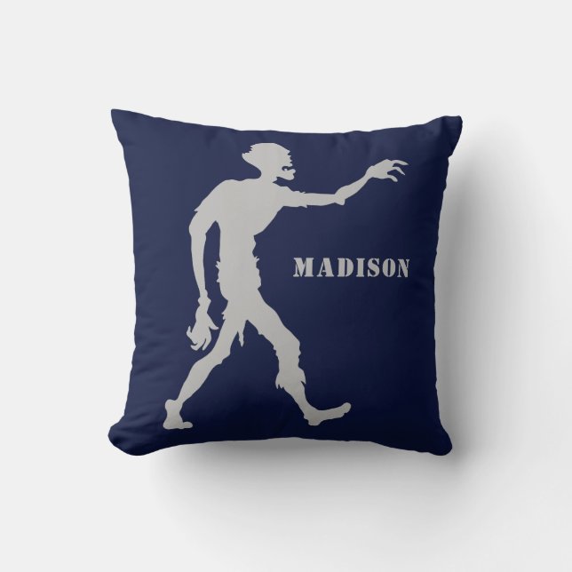 Almofada Travesseiros decorativos Zombie de nome e cor pers (Frente)