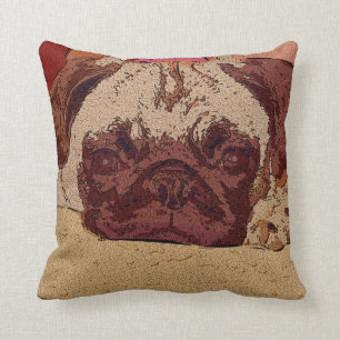 Almofada Travesseiros do Pug de Beatuiful Brown