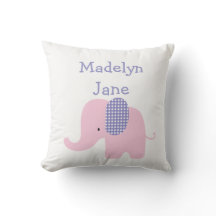 Travesseiros personalizados do bebê elefante roxo