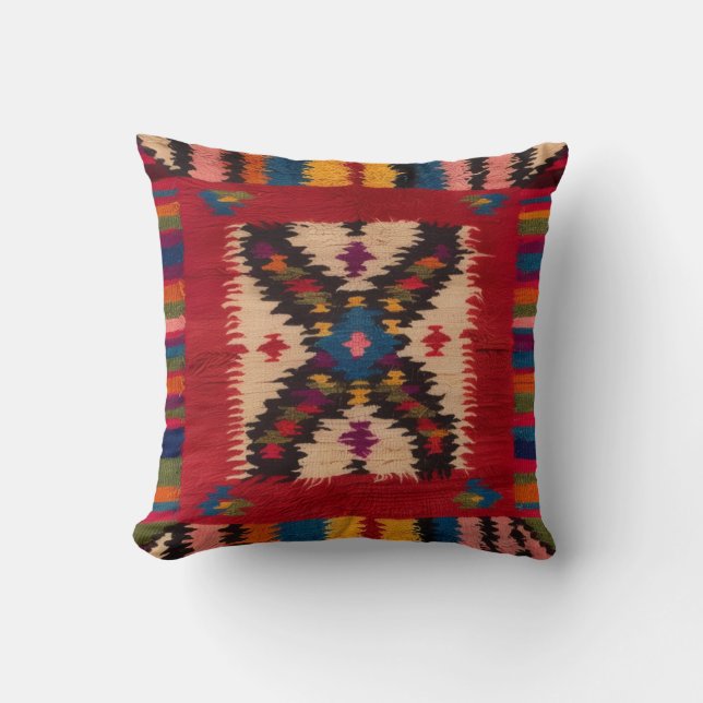 Almofada "Travesseiros requintados de Kilim Vermelho em Par (Frente)