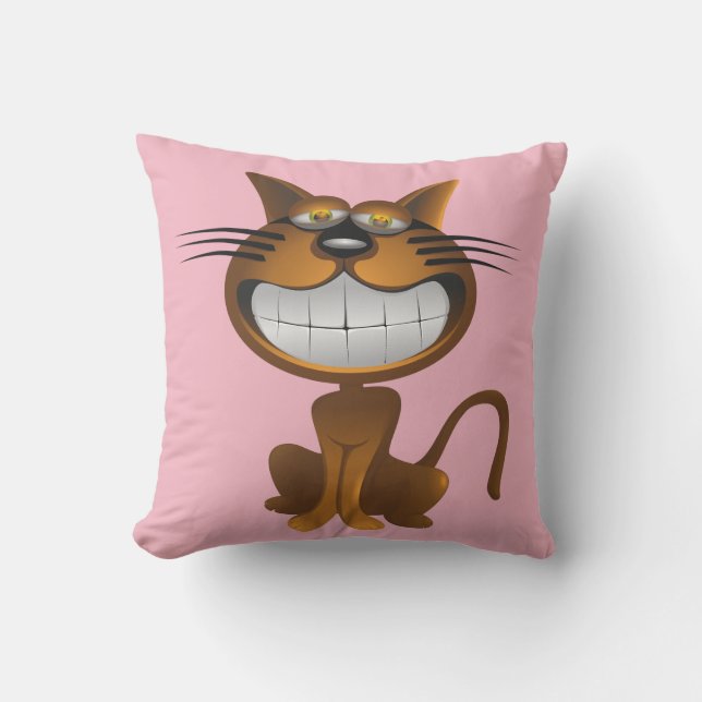 Almofada Travesseiros Rosa de Gato Sorridente (Frente)