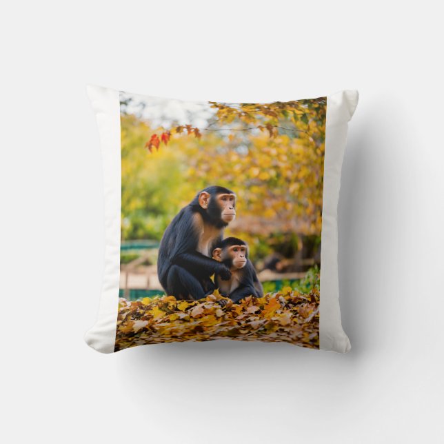 Almofada Travessuras de Outono: Macacos em Ação (Frente)